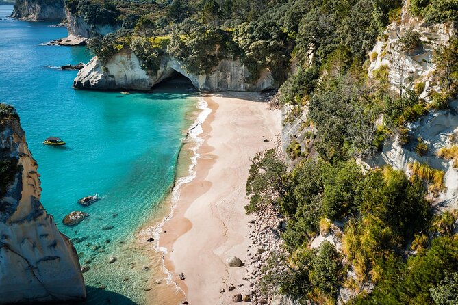 2 Hour Cathedral Cove and Volcanic Coast Cruise with Shade Canopy - Cathedral Cove Marine Reserve from the boat