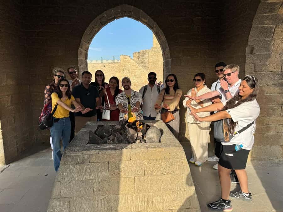 Baku: Gobustan, Mud Volcano, Fire Mount, Temple Lunch Entry - Ateshgah Fire Temple explains the fire tradition