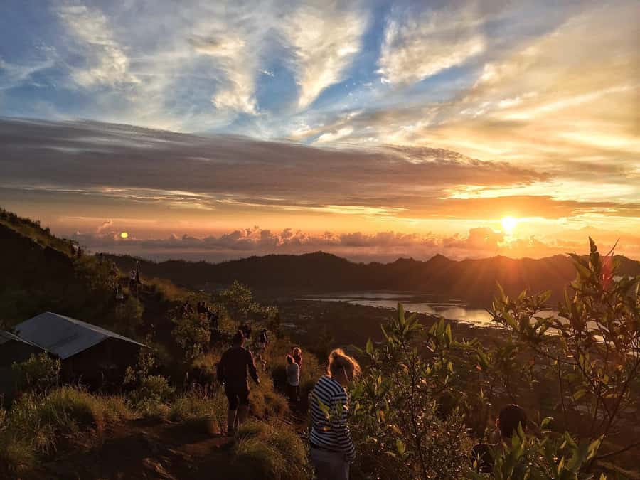 Bali: Mount Batur Sunset Trek with Picnic - The summit view: Mount Agung, Mount Abang, and Lake Batur