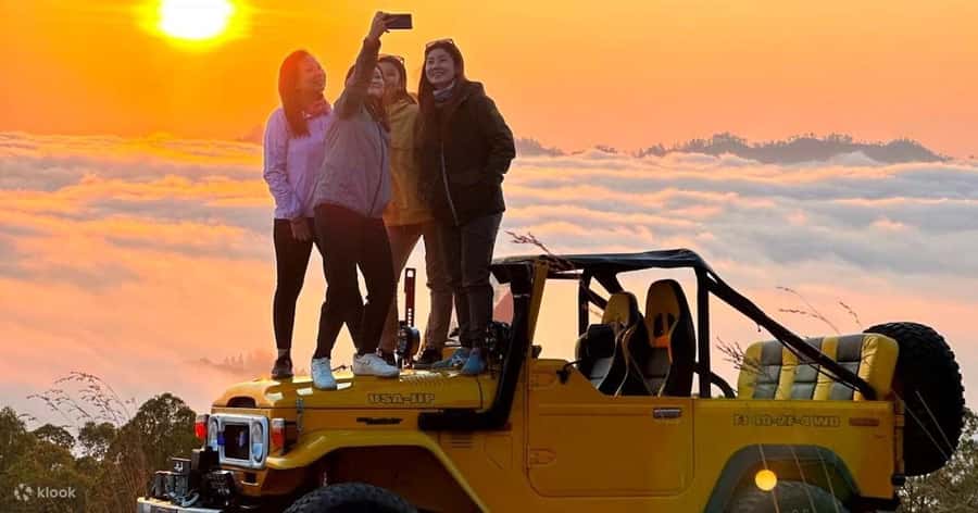Bali: Shared Mount Batur Sunrise Jeep Tour with Hot Springs - Black lava fields and local farms after sunrise