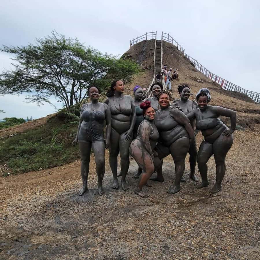 Cartagena: Mud Volcano Tour with Lunch, Pool, and Beach - Entering the 15-minute mud bath