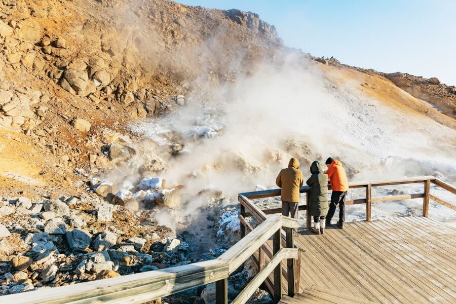 From Reykjavík: Volcanoes and Blue Lagoon Day Trip - Walking across Reykjanes volcanic ground