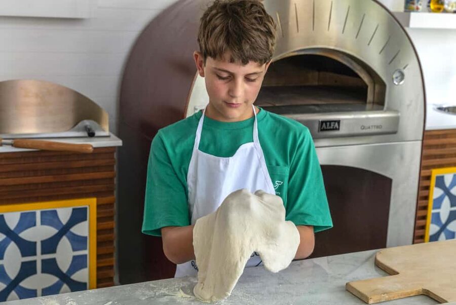 From Sorrento: Pizza-Making Class w/ View of Mount Vesuvius - Stretch, top, and eat your own pizza
