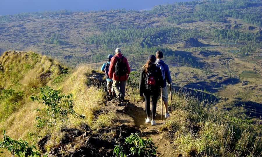 From Ubud: Mount Batur Hiking - Walking through the dark forest