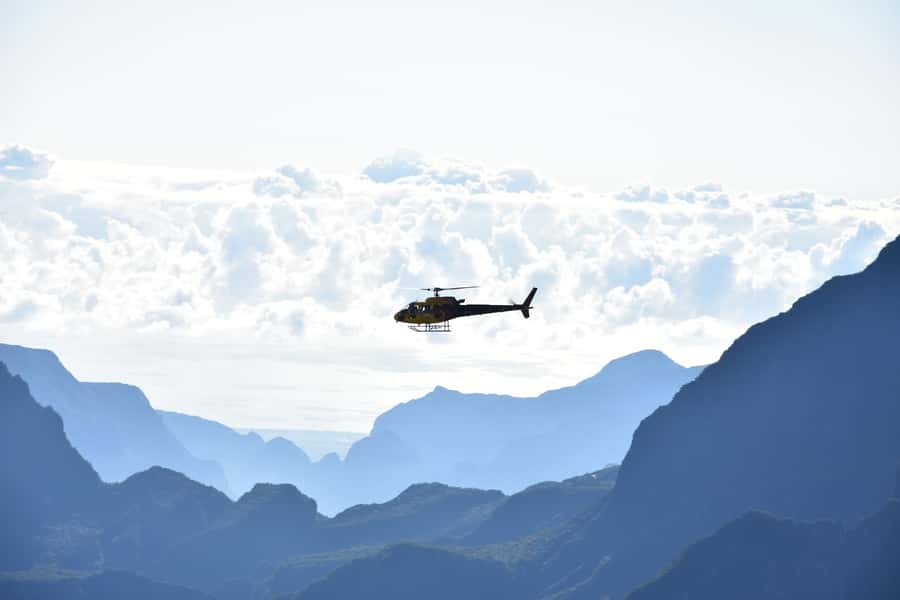 Helicopter flight over Reunion's volcanoes and cirques from St Pierre - Saint-Pierre Pierrefonds Airport and the early start