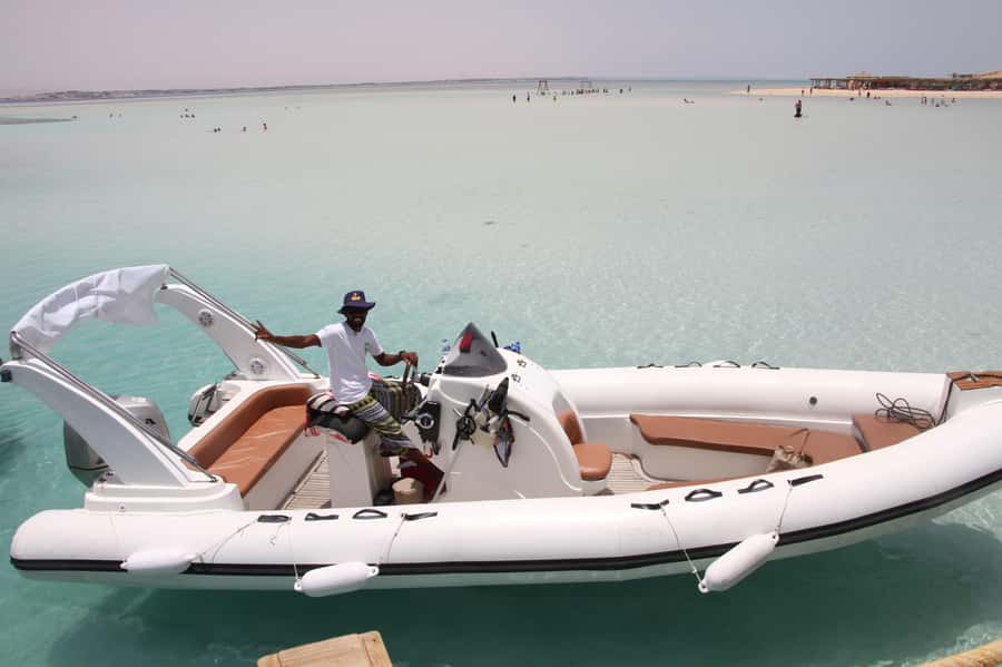 Hurghada: Private Speedboat to Orange Bay and White Island - Parasailing adds a different view of the Red Sea