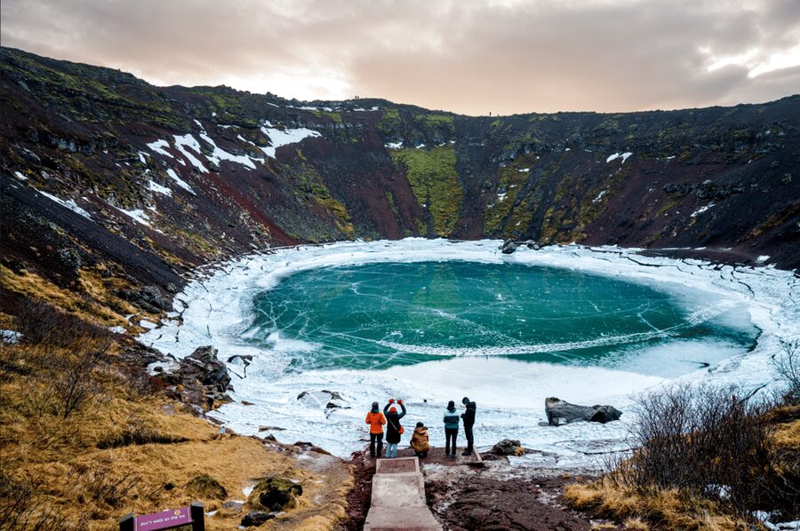 Kerið Volcanic Crater Admission Ticket - Walking the rim for the best first view