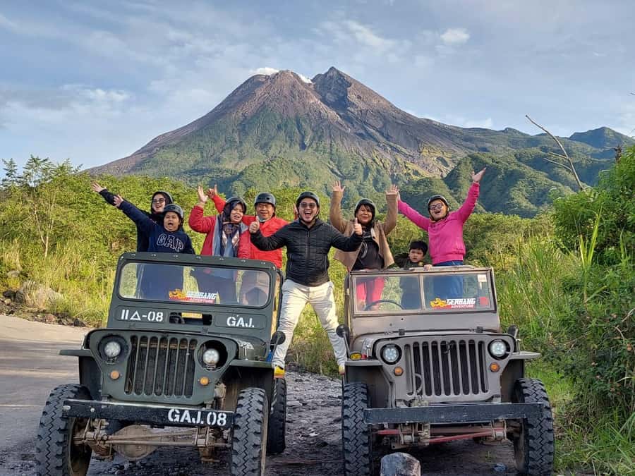 Merapi volcano sunrise with 4wd jeep and step on cold lava - Who will enjoy this Merapi morning