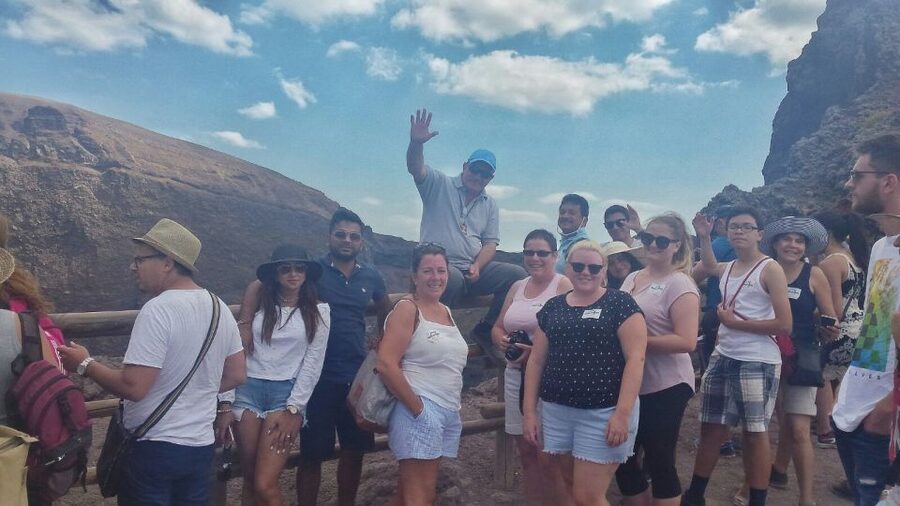 Mount Vesuvius 4-Hour Volcano Tour with Wine Tasting - Looking into the crater and across the bay