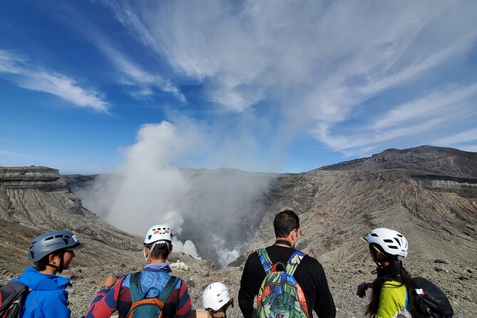 Private E-MTB guided cycling around Mt. Aso volcano & grasslands - Reaching Nakadake Crater at 1,260 meters