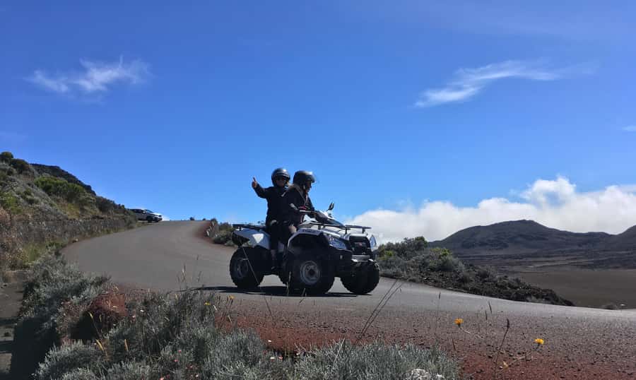 Reunion Island: Volcano Road Quad Tour - Taking the automatic quad onto Volcano Road