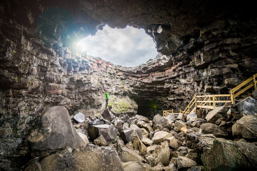 Reykjavik: Lava Cave, Hot Springs, Horses & Waterfalls Tour - Walking through Viðgelmir Lava Cave
