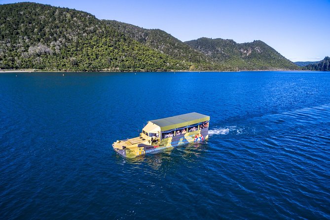 Rotorua Duck Boat Guided City and Lakes Tour - Splashing into Lake Tikitapu, or Blue Lake