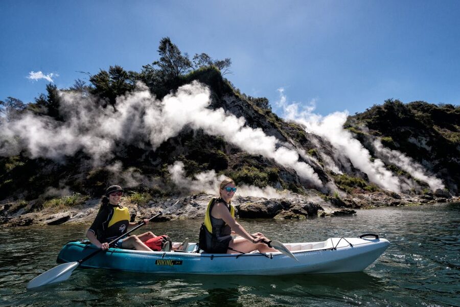 Rotorua: Waimangu Valley Walk and Steaming Cliffs Kayak Tour - Reaching Lake Rotomahana