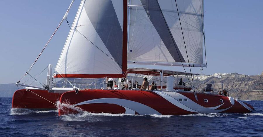 Santorini: Dream Catcher 5-hour Sailing Trip in the Caldera - Leaving Vlihada Marina for Akrotiri