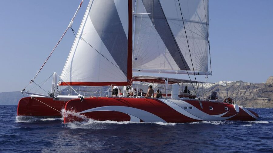 Santorini: Dream Catcher 5-hour Sailing Trip in the Caldera - Swimming in bays reached only by water