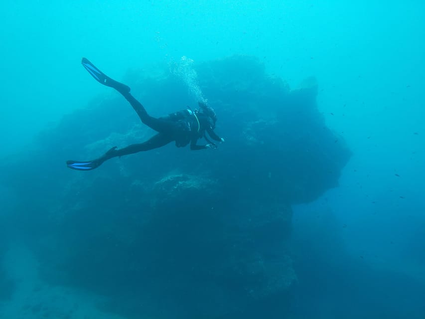 Scuba Diving in the Volcanic Caldera/shorelines of Santorini - Santorini’s volcano, seen from below