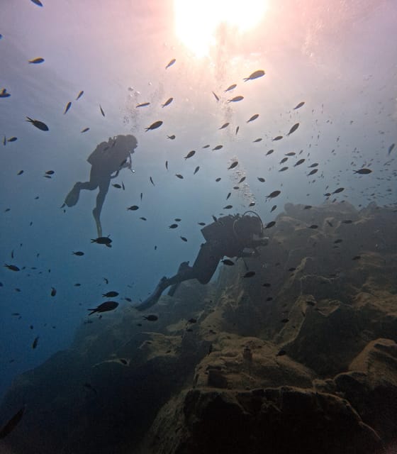 Scuba Diving in the Volcanic Caldera/shorelines of Santorini - The speedboat ride and volcanic shorelines