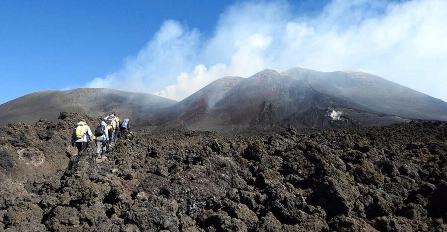 Taormina and Catania: Private guided Etna hike by cable car - The ash descent toward Valle del Bove