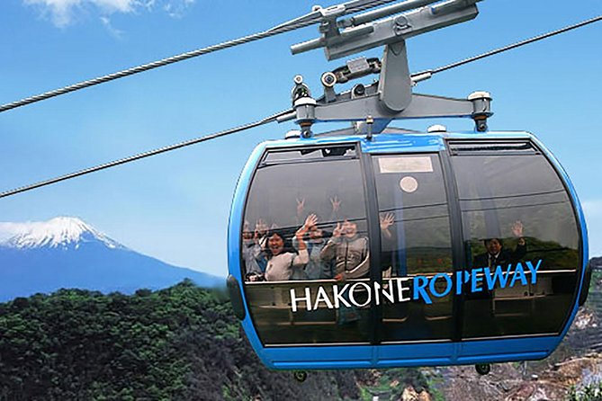 Tokyo: Hakone Fuji Day Tour w/ Cruise, Cable Car, Volcano - Riding the Hakone Ropeway toward the volcano