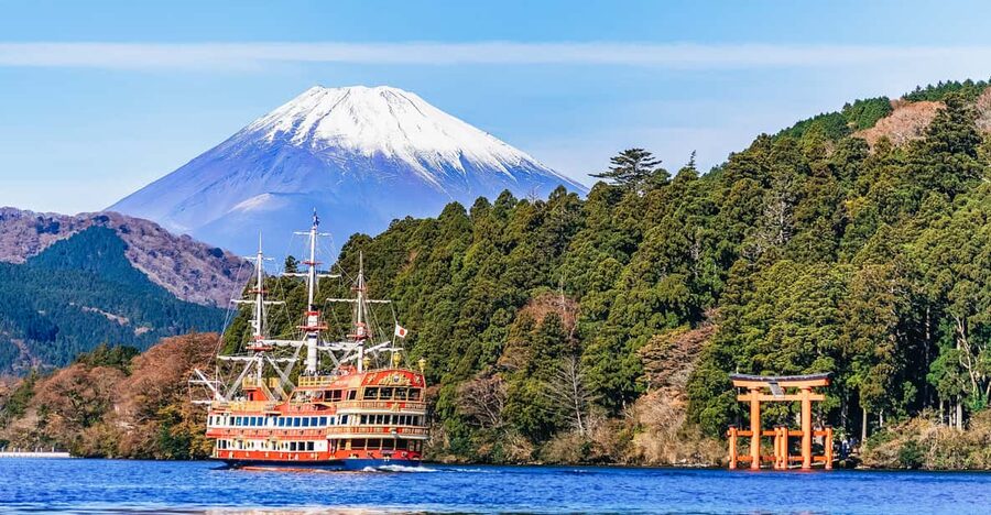 Tokyo Mt Fuji 5th St & Hakone Cruise Bus Tour w/Bullet Train - Hakone Ropeway and volcanic mountain views